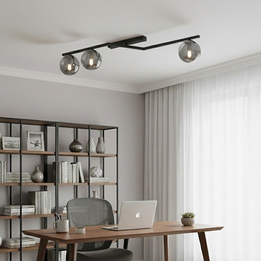 Lubinis šviestuvas NATON 3xE14/10W/230V juodas/dūminis