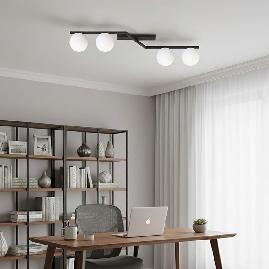 Lubinis šviestuvas NATON 4xE14/10W/230V juoda/balta