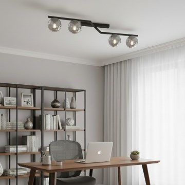 Lubinis šviestuvas NATON 4xE14/10W/230V juodas/dūminis