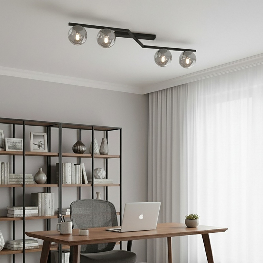 Lubinis šviestuvas NATON 4xE14/10W/230V juodas/dūminis