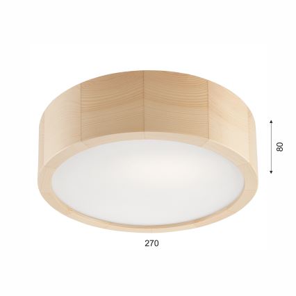 Lubinis šviestuvas NATURAL 1xE27/60W/230V, Ø 27,5 cm, pagamintas iš pušies