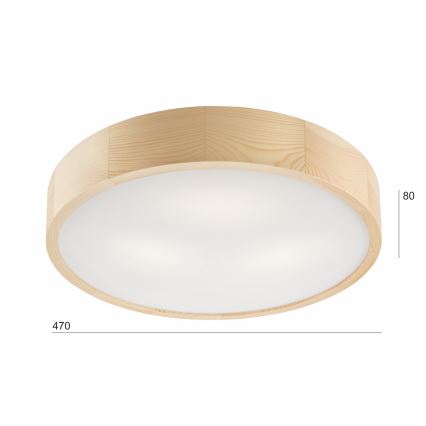 Lubinis šviestuvas NATURAL 3xE27/60W/230V, skersmuo 47,5 cm, pagamintas iš pušies