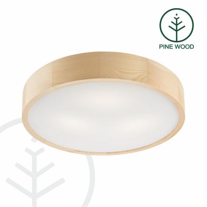 Lubinis šviestuvas NATURAL 3xE27/60W/230V ø 47 cm pušis - FSC sertifikuota