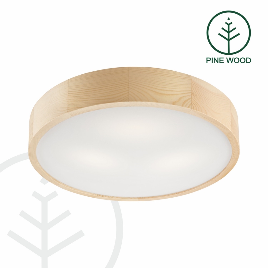 Lubinis šviestuvas NATURAL 3xE27/60W/230V ø 47 cm pušis - FSC sertifikuota