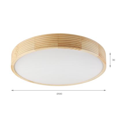 Lubinis šviestuvas NATURAL MODERN 4xE27/15W/230V skersmuo 58 cm, iš pušies