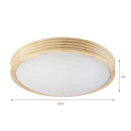 Lubinis šviestuvas NATURAL MODERN SLIM 2xE27/15W/230V, skersmuo 37,5 cm, iš pušies