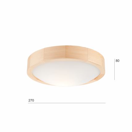 Lubinis šviestuvas NATURAL SLIM 1xE27/60W/230V ø 27 cm pušis
