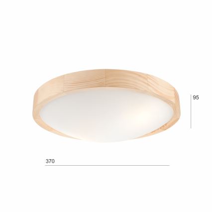 Lubinis šviestuvas NATURAL SLIM 2xE27/60W/230V ø 37 cm pušis