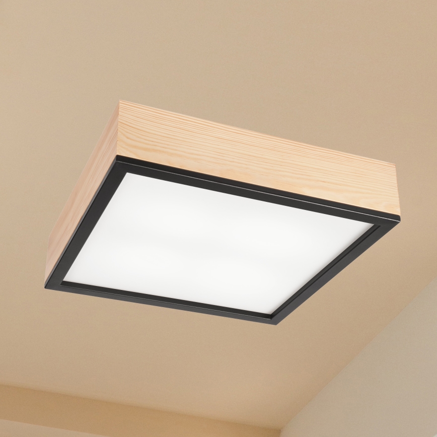 Lubinis šviestuvas NATURAL SQUARE 4xE27/15W/230V 39x39 cm pušis/juoda