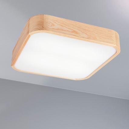 Lubinis šviestuvas NATURAL SQUARE 4xE27/15W/230V 45x45 cm pušis