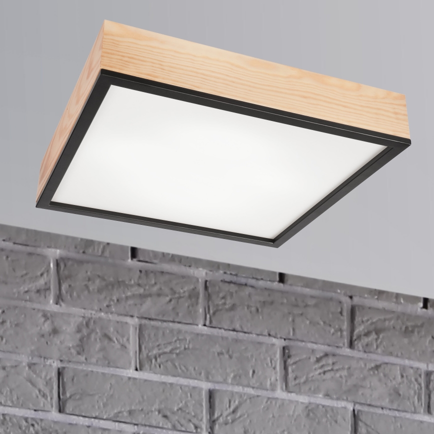 Lubinis šviestuvas NATURAL SQUARE 4xE27/15W/230V 48x48 cm pušis/juoda