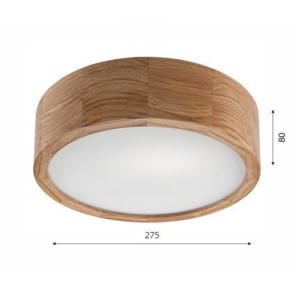 Lubinis šviestuvas OAK 1xE27/60W/230V, ąžuolas, skersmuo 27,5 cm