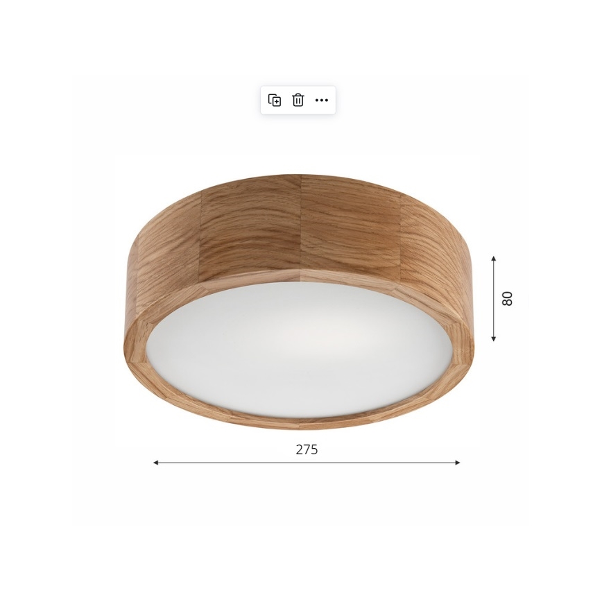 Lubinis šviestuvas OAK 1xE27/60W/230V ąžuolas ø 27,5 cm - FSC sertifikuota