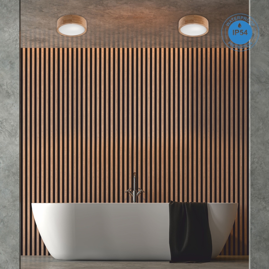Lubinis vonios šviestuvas OAK 2xE27/15W/230V IP54 ąžuolas ø 27 cm