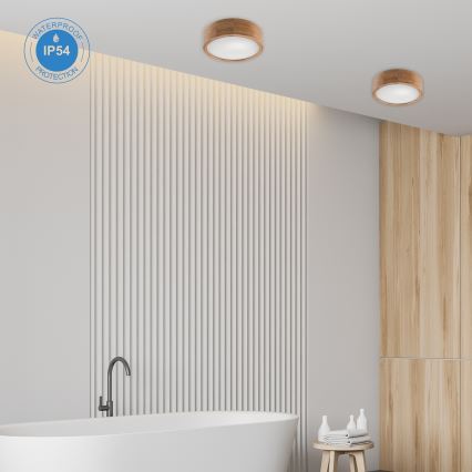 Lubinis vonios šviestuvas OAK 2xE27/15W/230V IP54 ąžuolas ø 27 cm