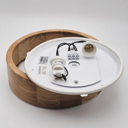 Lubinis vonios šviestuvas OAK 2xE27/15W/230V IP54 ąžuolas ø 27 cm