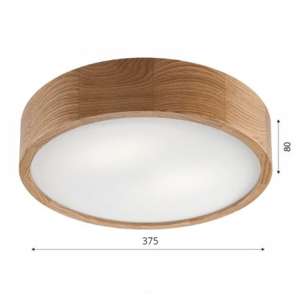 Lubinis šviestuvas OAK 2xE27/60W/230V ąžuolas ø 37,5 cm - FSC sertifikuota