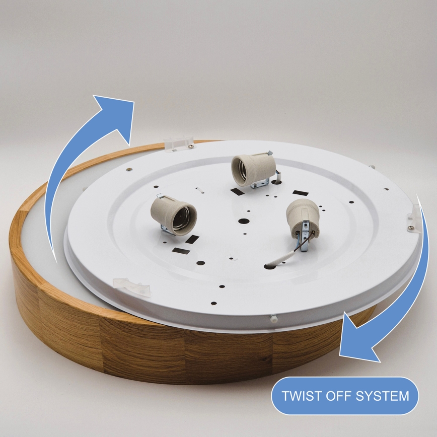 Lubinis šviestuvas OAK 3xE27/60W/230V ąžuolas Ø 47,5 cm
