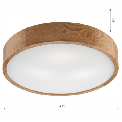 Lubinis šviestuvas OAK 3xE27/60W/230V ąžuolas ø 47,5 cm