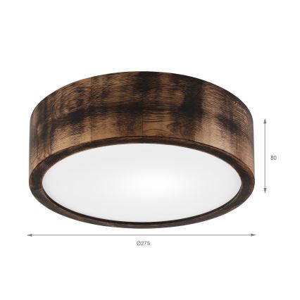 Lubinis šviestuvas OAK SMOKY 1xE27/15W/230V ø 27,5 cm ąžuolas/tamsiai ruda