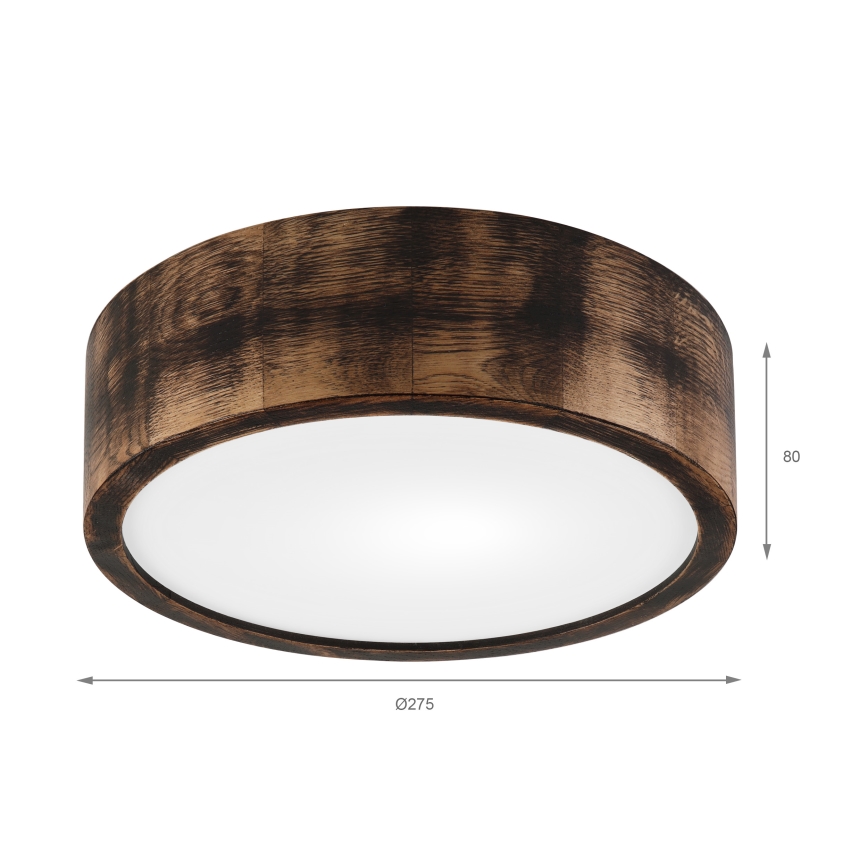 Lubinis šviestuvas OAK SMOKY 1xE27/15W/230V ø 27,5 cm ąžuolas/tamsiai ruda