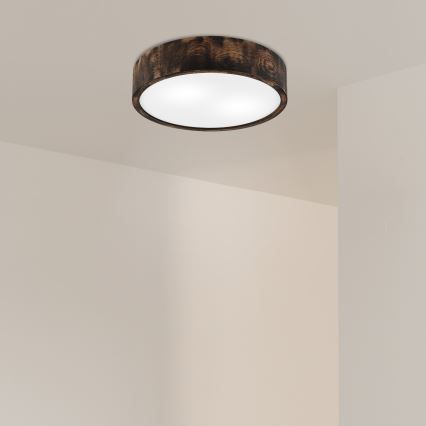 Lubinis šviestuvas OAK SMOKY 2xE27/15W/230V ø 37,5 cm ąžuolas/tamsiai ruda