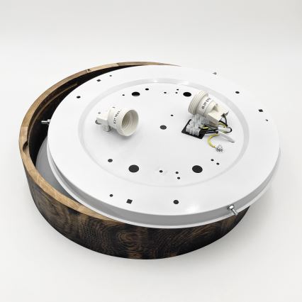 Lubinis šviestuvas OAK SMOKY 2xE27/15W/230V ø 37,5 cm ąžuolas/tamsiai ruda