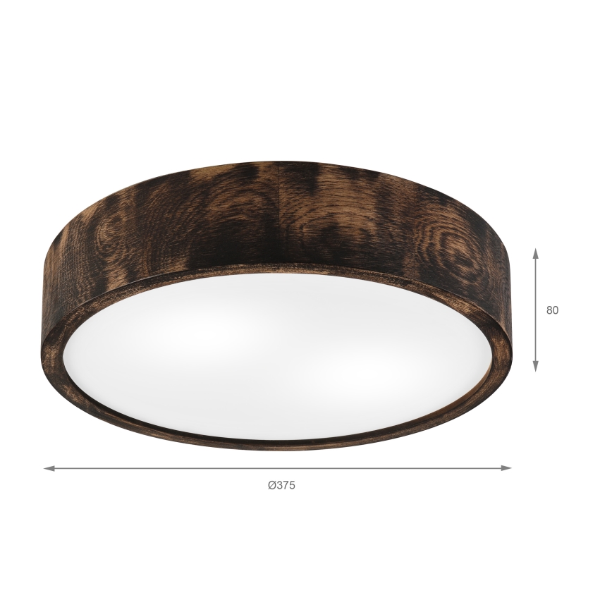 Lubinis šviestuvas OAK SMOKY 2xE27/15W/230V ø 37,5 cm ąžuolas/tamsiai ruda