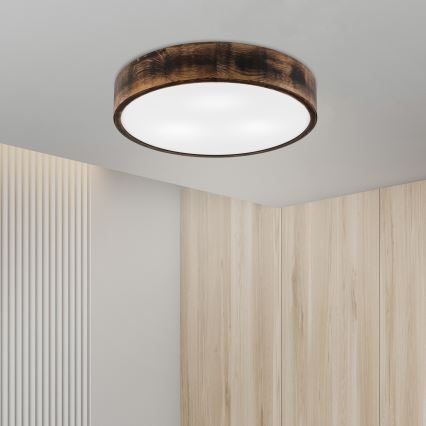 Lubinis šviestuvas OAK SMOKY 3xE27/15W/230V ø 47,5 cm ąžuolas/tamsiai ruda