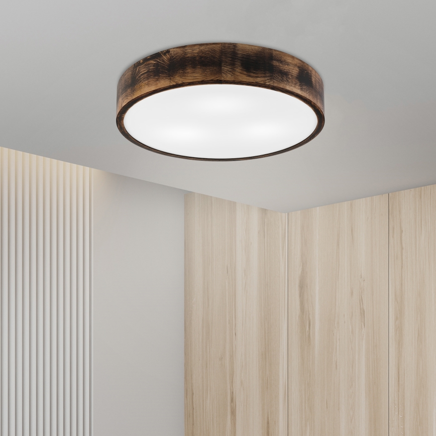Lubinis šviestuvas OAK SMOKY 3xE27/15W/230V ø 47,5 cm ąžuolas/tamsiai ruda