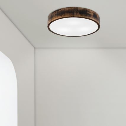 Lubinis šviestuvas OAK SMOKY 3xE27/15W/230V ø 47,5 cm ąžuolas/tamsiai ruda