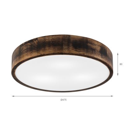 Lubinis šviestuvas OAK SMOKY 3xE27/15W/230V ø 47,5 cm ąžuolas/tamsiai ruda