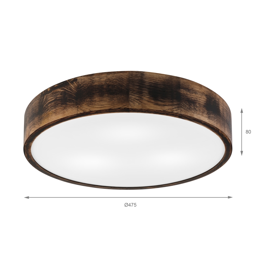 Lubinis šviestuvas OAK SMOKY 3xE27/15W/230V ø 47,5 cm ąžuolas/tamsiai ruda