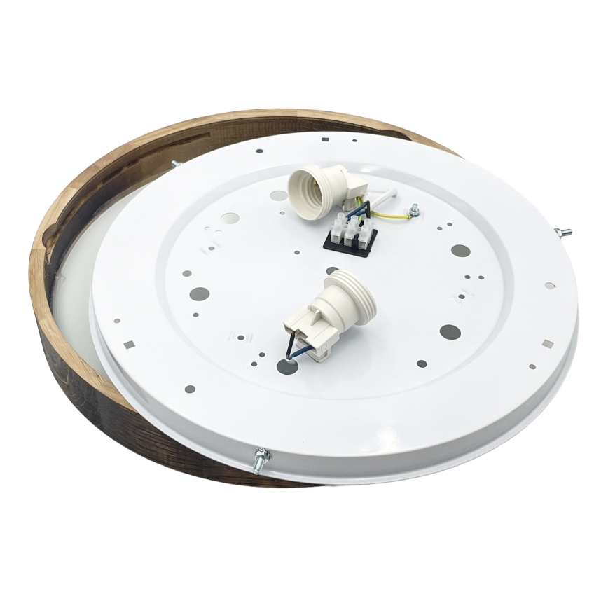 Lubinis šviestuvas OAK SMOKY SLIM 2xE27/15W/230V, skersmuo 37 cm, ąžuolo / tamsiai rudos spalvos