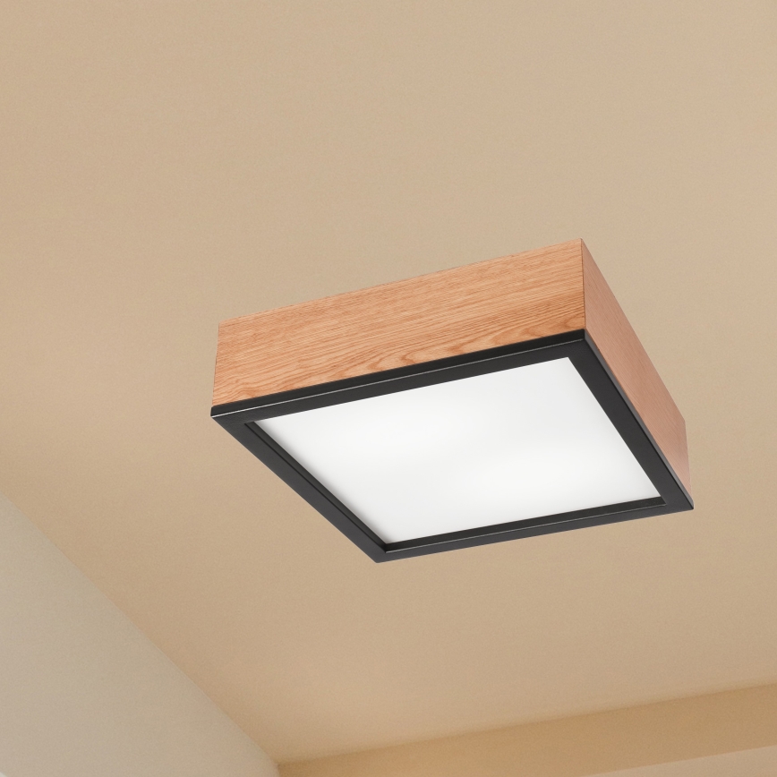 Lubinis šviestuvas OAK SQUARE 2xE27/15W/230V 31x31 cm ąžuolas/juoda