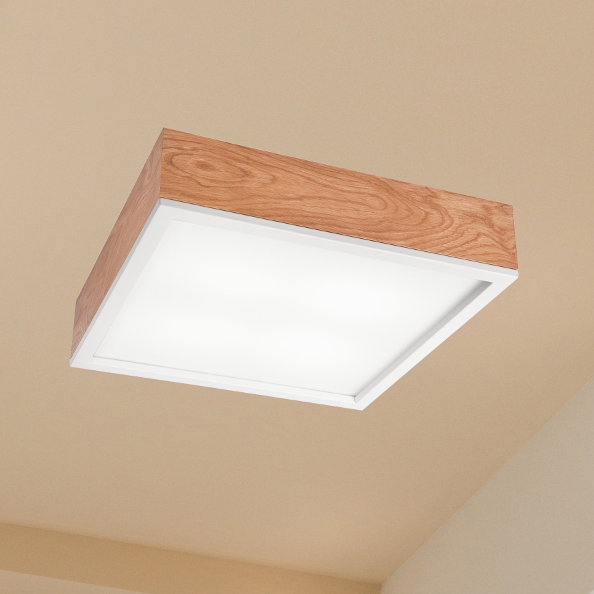 Lubinis šviestuvas OAK SQUARE 4xE27/15W/230V 39x39 cm ąžuolas/balta