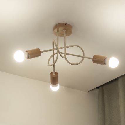 Lubinis šviestuvas OXFORD 3xE27/15W/230V pušis/kreminė