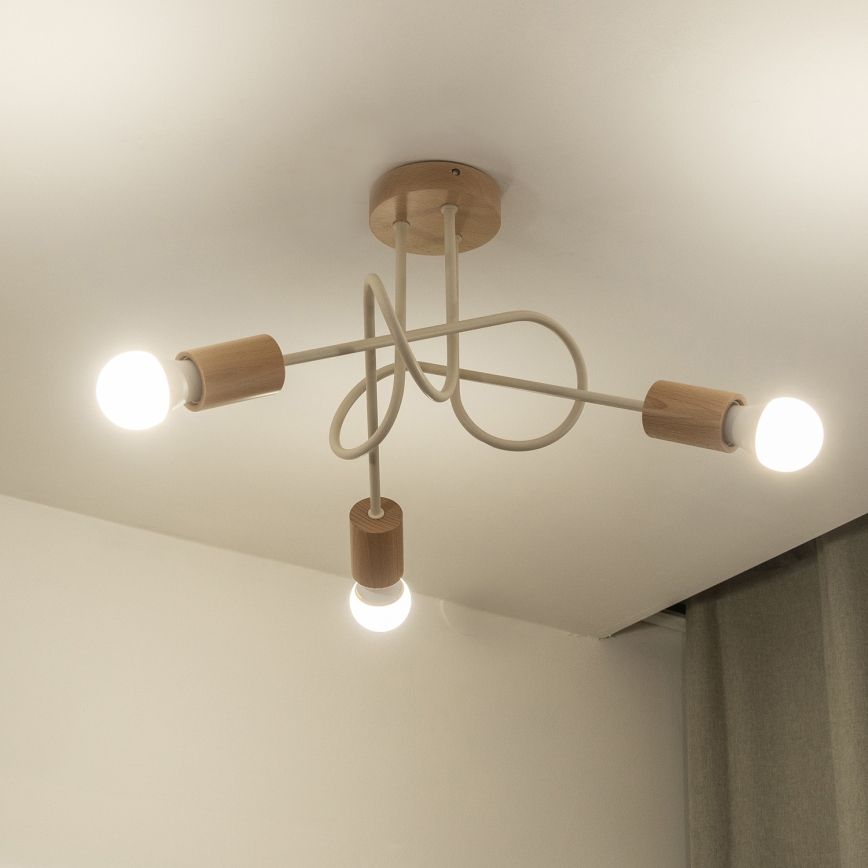 Lubinis šviestuvas OXFORD 3xE27/15W/230V pušis/kreminė
