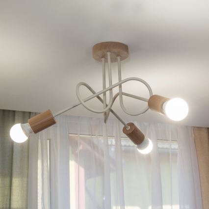 Lubinis šviestuvas OXFORD 3xE27/15W/230V pušis/kreminė