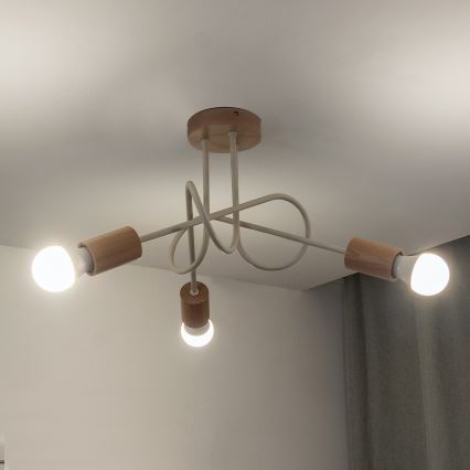 Lubinis šviestuvas OXFORD 3xE27/15W/230V pušis/kreminė