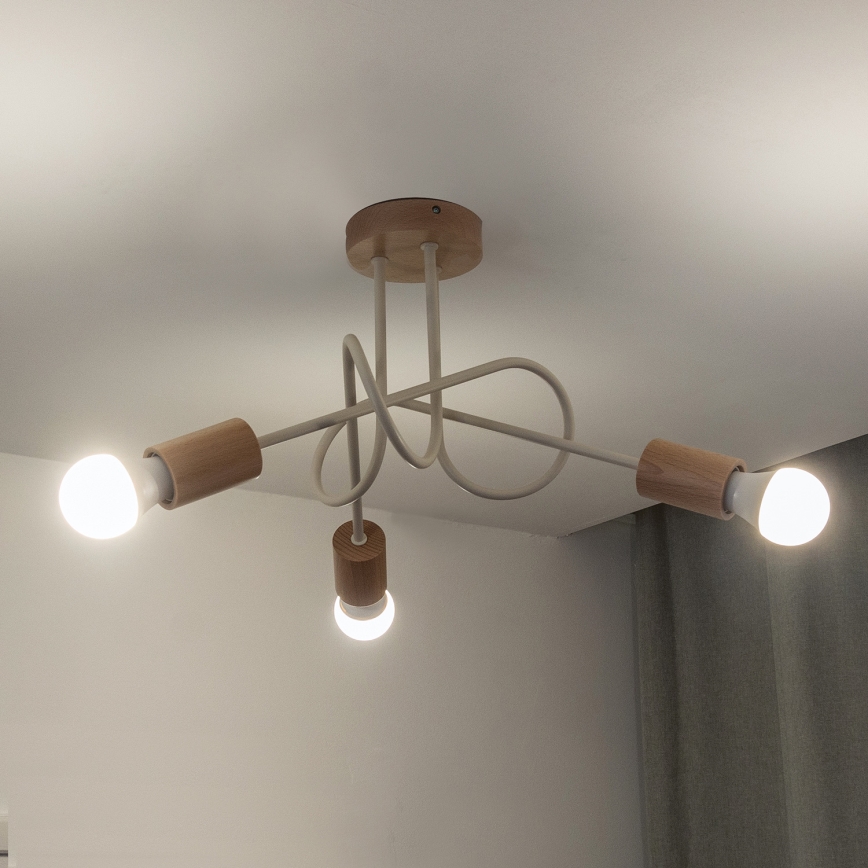 Lubinis šviestuvas OXFORD 3xE27/15W/230V pušis/kreminė