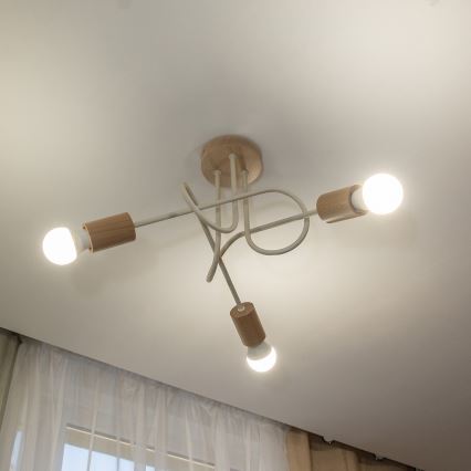 Lubinis šviestuvas OXFORD 3xE27/15W/230V pušis/kreminė