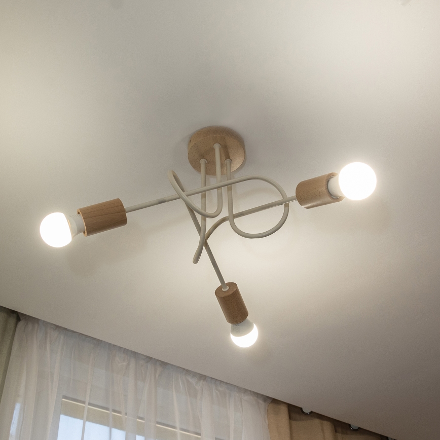 Lubinis šviestuvas OXFORD 3xE27/15W/230V pušis/kreminė