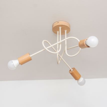 Lubinis šviestuvas OXFORD 3xE27/15W/230V pušis/kreminė