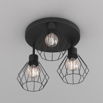 Lubinis šviestuvas PARKLA 3xE27/15W/230V juoda