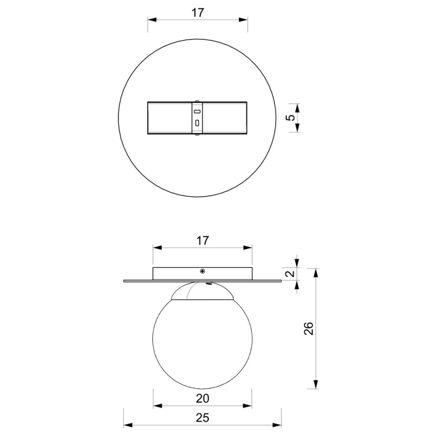 Lubinis šviestuvas PLATO 1xE14/40W/230V diametras 25 cm