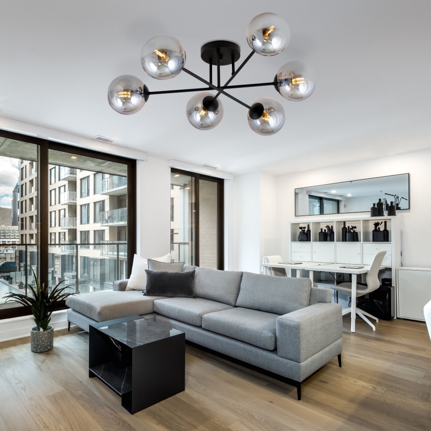 Lubinis šviestuvas ROMA 6xE14/10W/230V juodas/dūminis