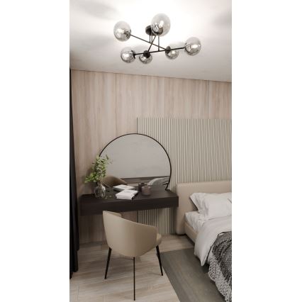 Lubinis šviestuvas ROMA 6xE14/10W/230V juodas/dūminis