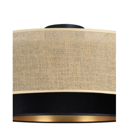 Lubinis šviestuvas SARTA 1xE27/60W/230V Ø 45 cm juoda/džiutas