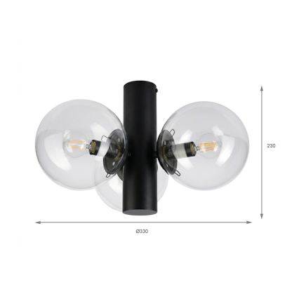 Lubinis šviestuvas SFERIO 3xE14/5W/230V juoda/skaidri